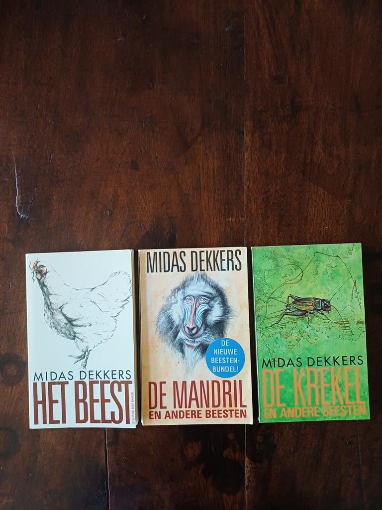 3 boeken van Midas Dekkers: Het Beest, De Mandril, De Krekel, Ophalen of Verzenden