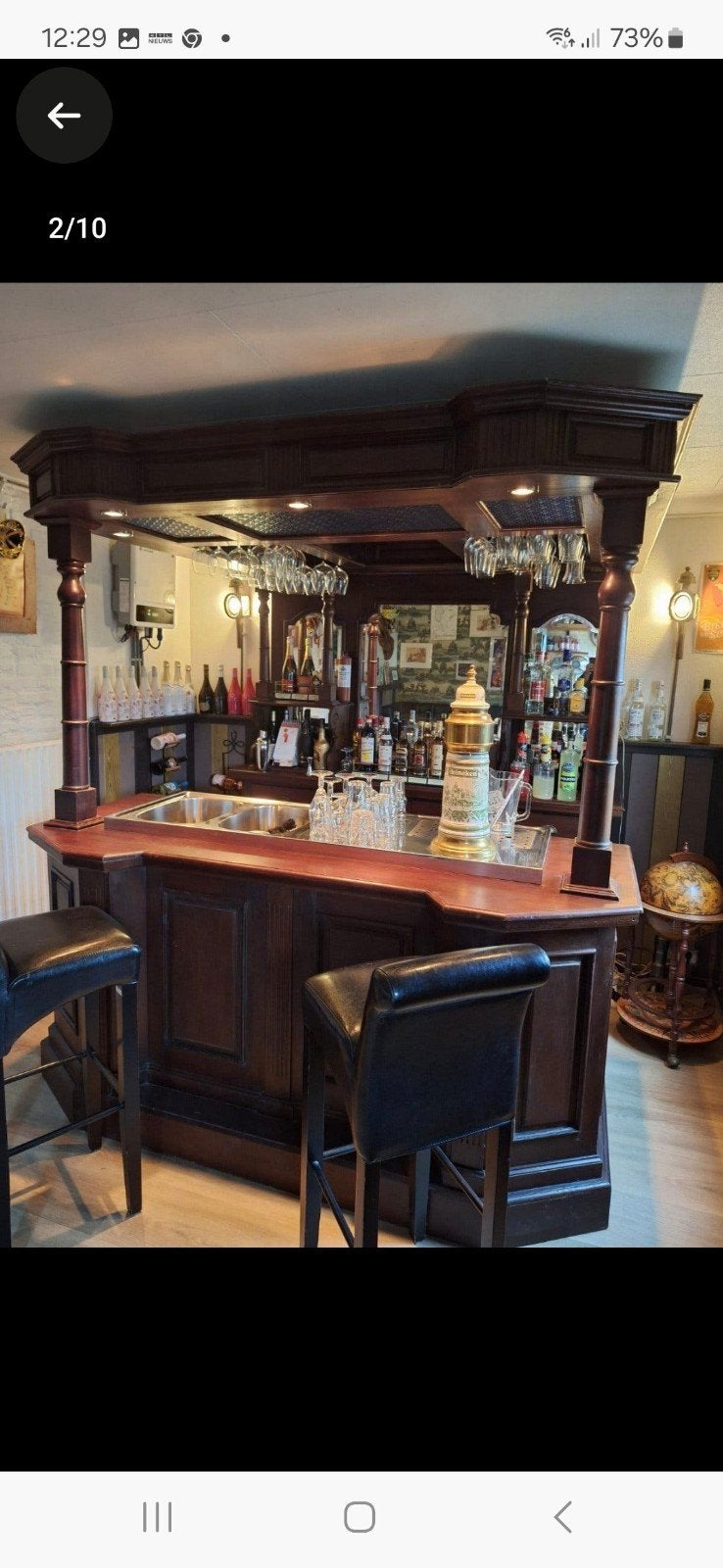 bar met luifel achterkast mancave thuisbar, Huis en Inrichting, Barren, Ophalen, Geen, Zo goed als nieuw, Geen