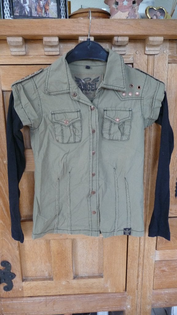 stoere longsleeve  158-164, Ophalen of Verzenden, Zo goed als nieuw, Meisje, Overhemd of Blouse