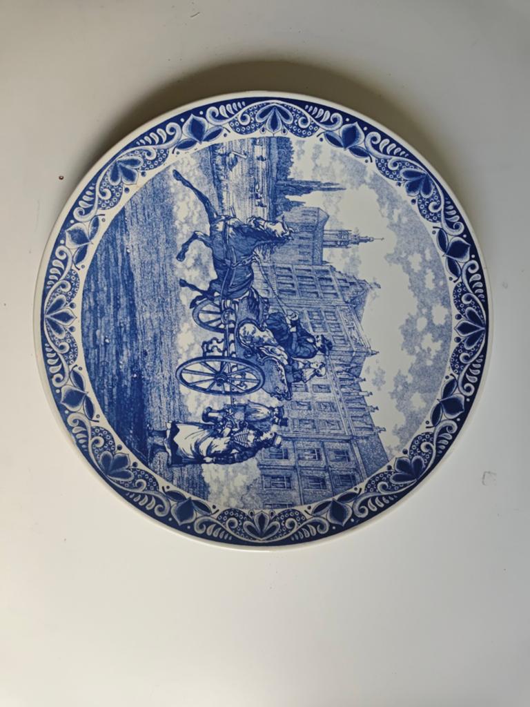 Delfts Blauw Chemkefa Wandbord - Koets Scène - 40 cm, Ophalen of Verzenden