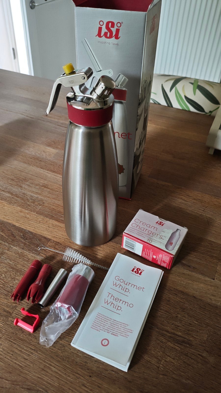 iSi Gourmet Whip - Roestvrijstalen slagroomspuit 1L, Overige typen, Ophalen of Verzenden, Metaal, Overige merken