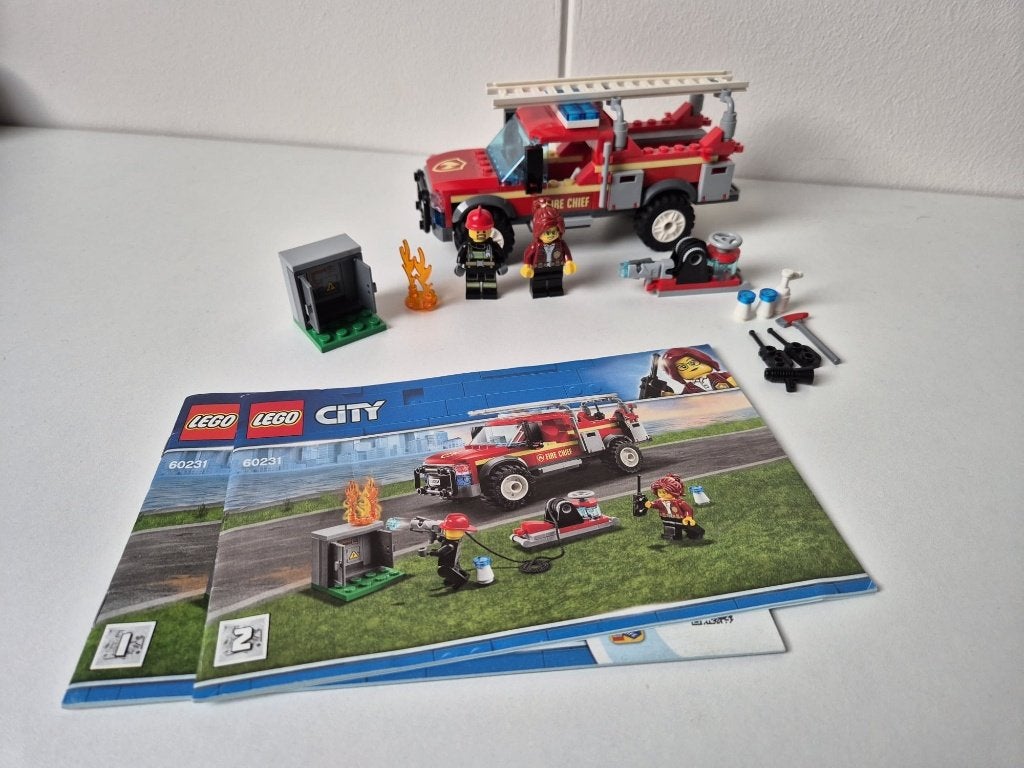 Lego brandweerwagen brandweercommandant, Lego, Ophalen of Verzenden, Zo goed als nieuw, Compleet
