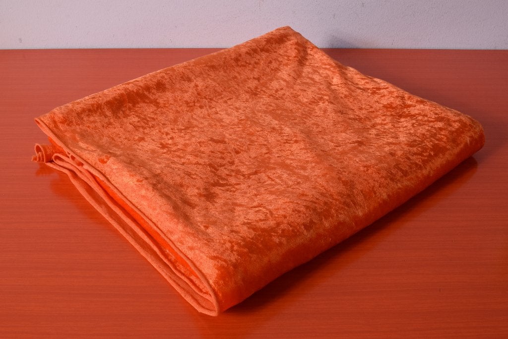Grote retro vintage tricot lap stof / coupon - Velours, 120 cm of meer, 200 cm of meer, Oranje, Ophalen of Verzenden