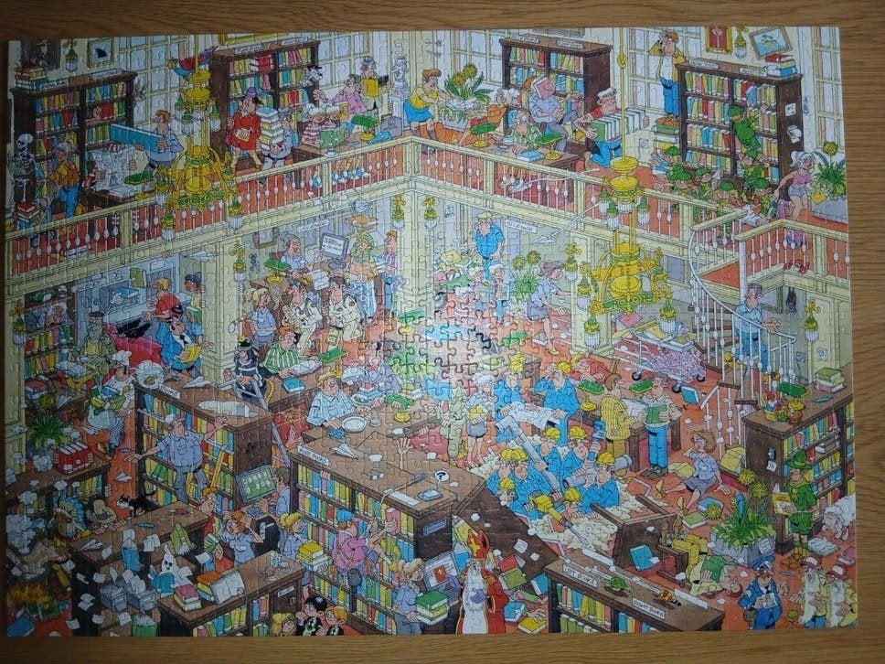 Jan van Haasteren 1000 stukjes - The Library, Ophalen, 500 t/m 1500 stukjes, Gebruikt