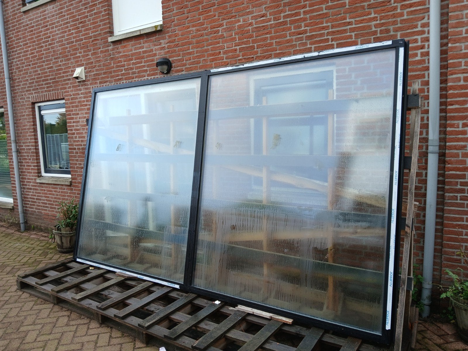 Aluminium kozijn RAL 9005 met dubbel glas (3796x2220), Ophalen, Gevelraam of Ruit, Gebruikt, 160 cm of meer