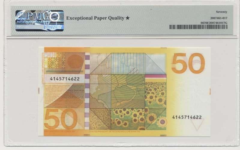 Nederland 50 Gulden 1982 zonnebloem PMG70 EPQ (Ster), Ophalen of Verzenden, 50 gulden
