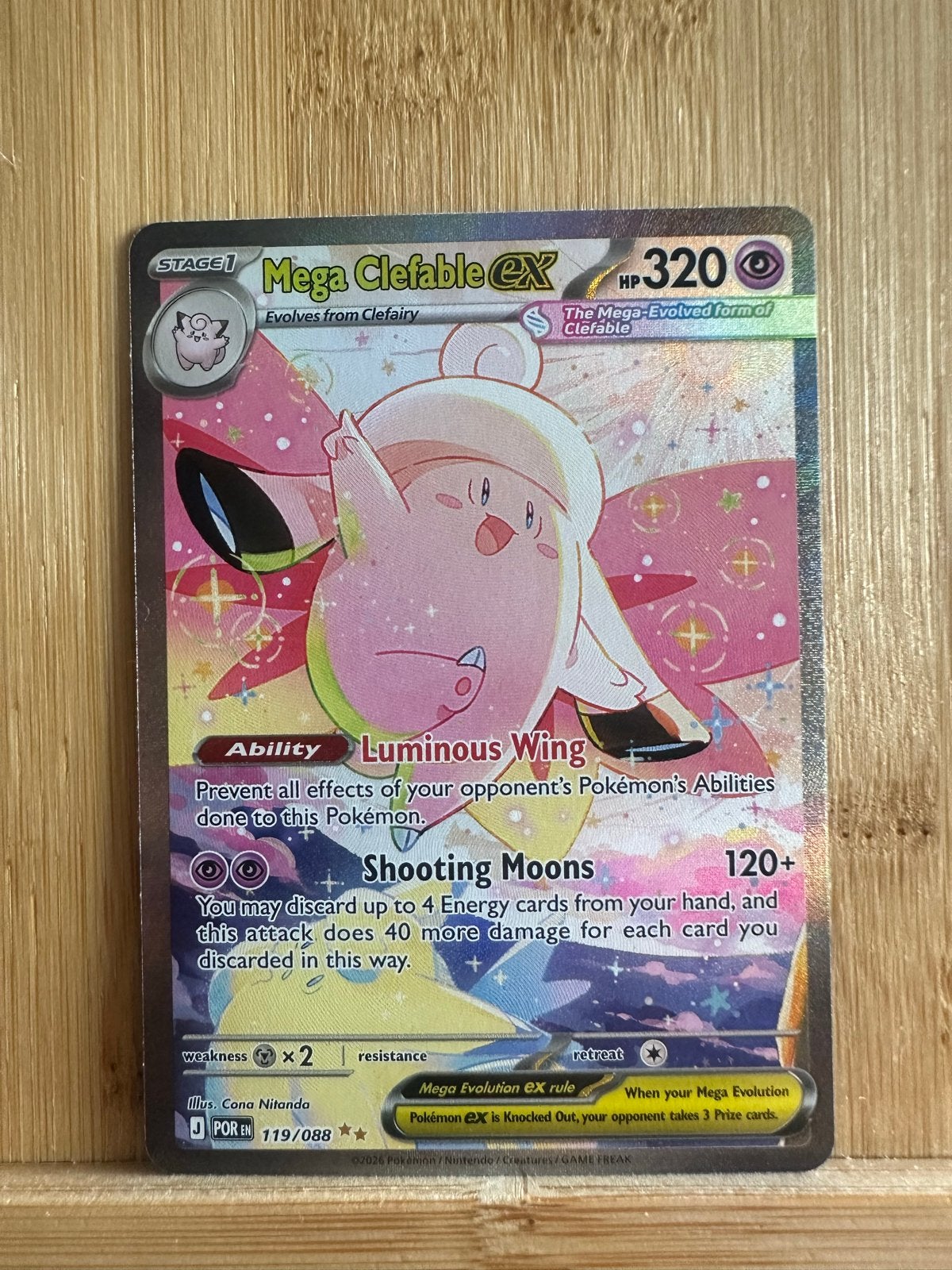 Mega Clefable EX 119/088 - Pokemon Kaart, Verzenden, Zo goed als nieuw, Losse kaart, Foil
