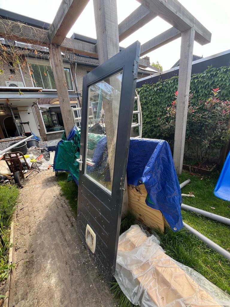 Gebruikte hardhouten buitendeur met dubbel glas, Tuin en Terras, Overkappingen, Ophalen, Gebruikt, Veranda