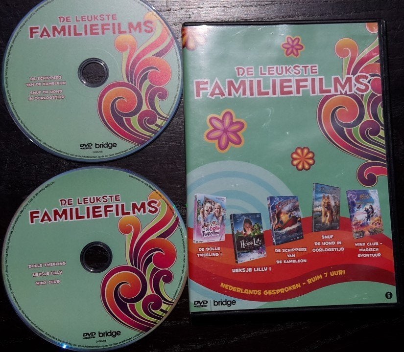 DVD - De Leukste Familie Films - 5 Films op 2 DVDs, Cd's en Dvd's, Dvd's | Kinderen en Jeugd, Avontuur, Alle leeftijden, Zo goed als nieuw