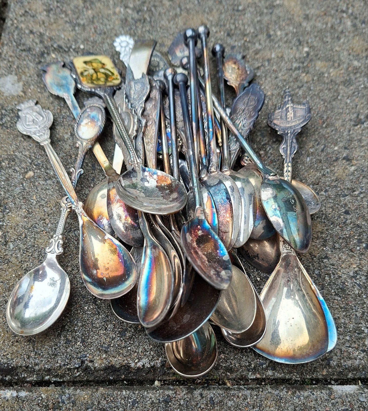Verzameling van 36 Vintage Lepeltjes (Verzilverd), Antiek en Kunst, Antiek | Goud en Zilver, Ophalen of Verzenden, Zilver