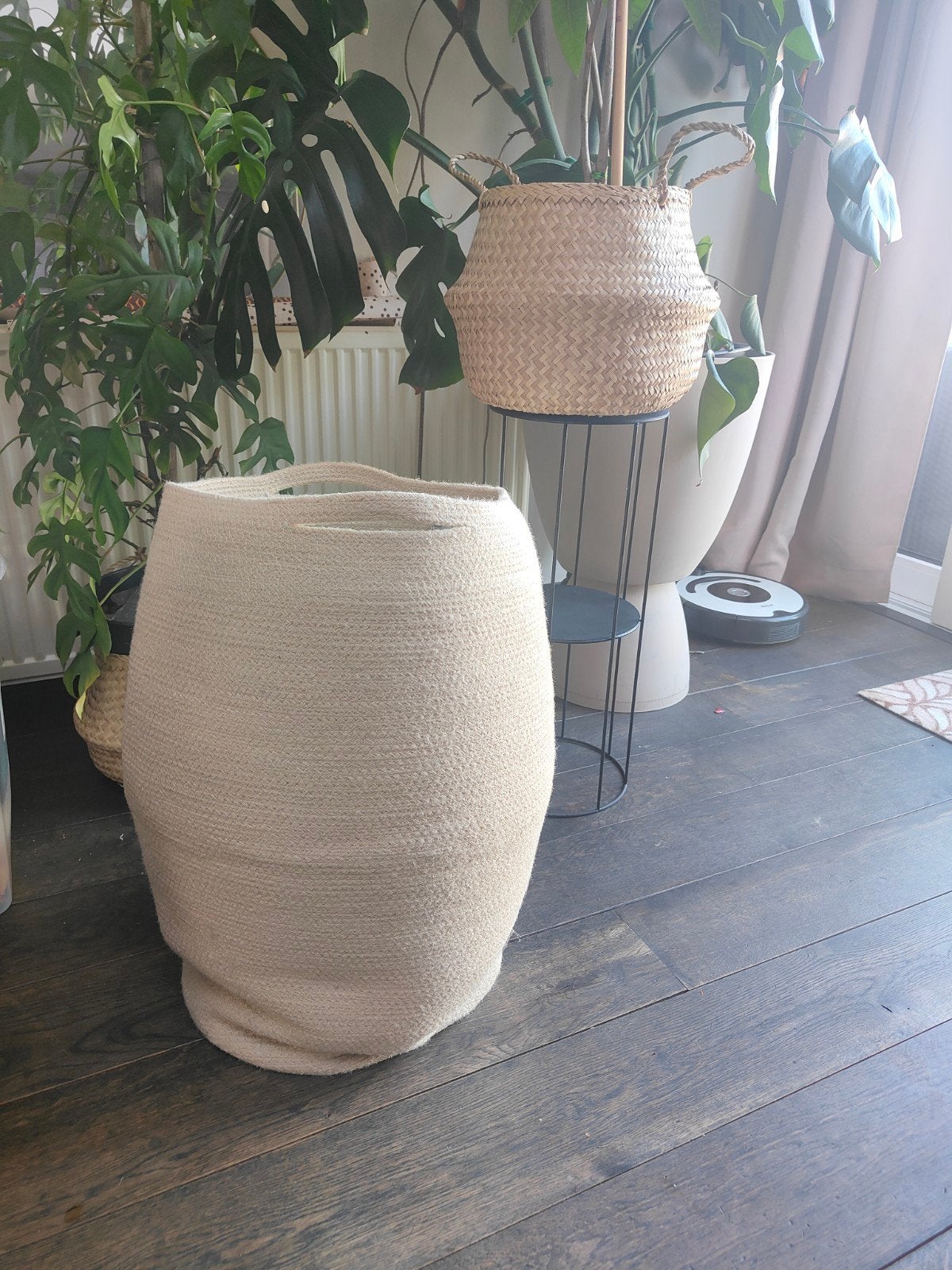 Beige hoge opbergmanden / wasmanden – 2 stuks – H&M - 65cm, Ophalen, Gebruikt, Gevlochten, Mand