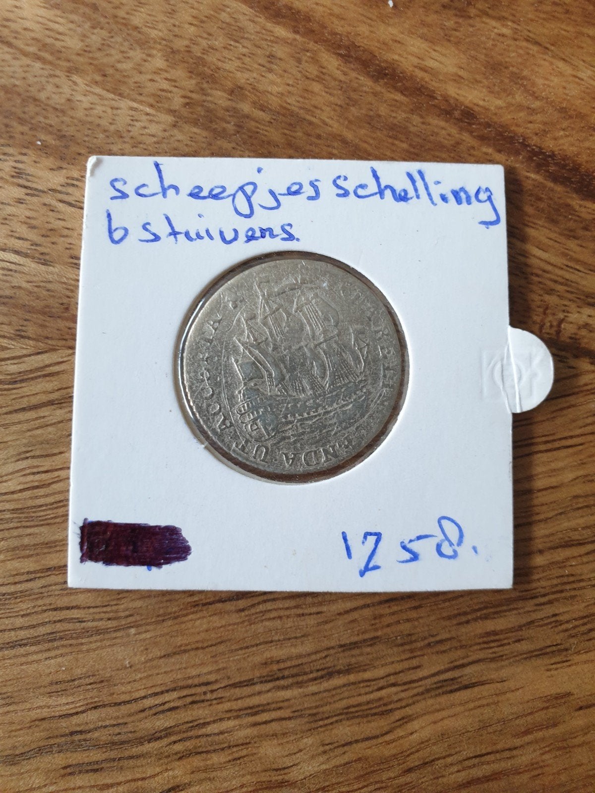 Scheepjesschelling 6 Stuivers Zilveren Munt 1758, Postzegels en Munten, Ophalen, Losse munt