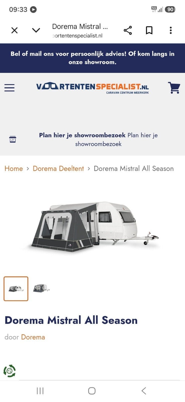 Dorema Mistrall All season deeltent, Ophalen, Zo goed als nieuw
