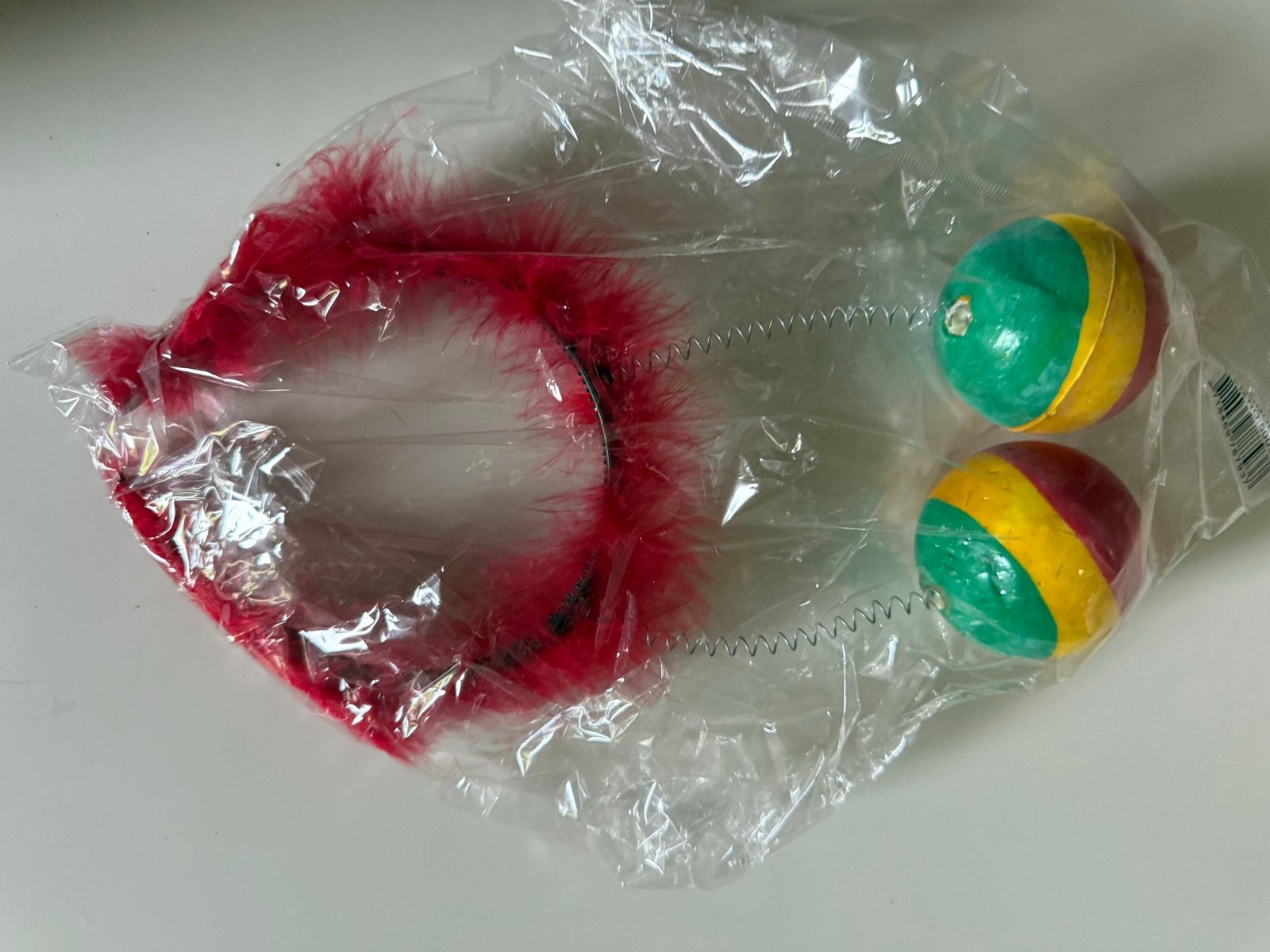 Feest haarband met veren en stuiterballen, Ophalen of Verzenden, Nieuw, Feestartikel, Carnaval