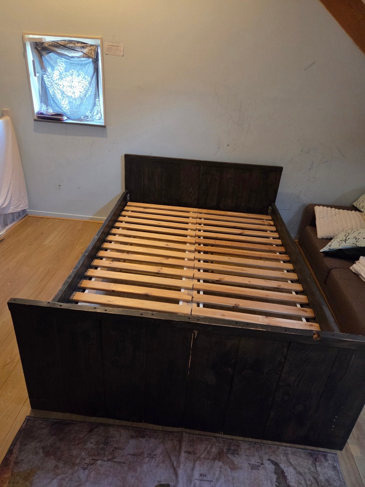steigerhout bed 2 persoon., Huis en Inrichting, Slaapkamer | Bedden, Ophalen, Eenpersoons, Steigerhout, 90 cm