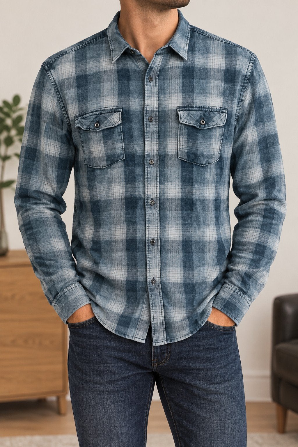 Overhemd-Mt L- Nieuwstaat!, Kleding | Heren, Ophalen of Verzenden, Zo goed als nieuw, Blauw, Halswijdte 38 (S) of kleiner