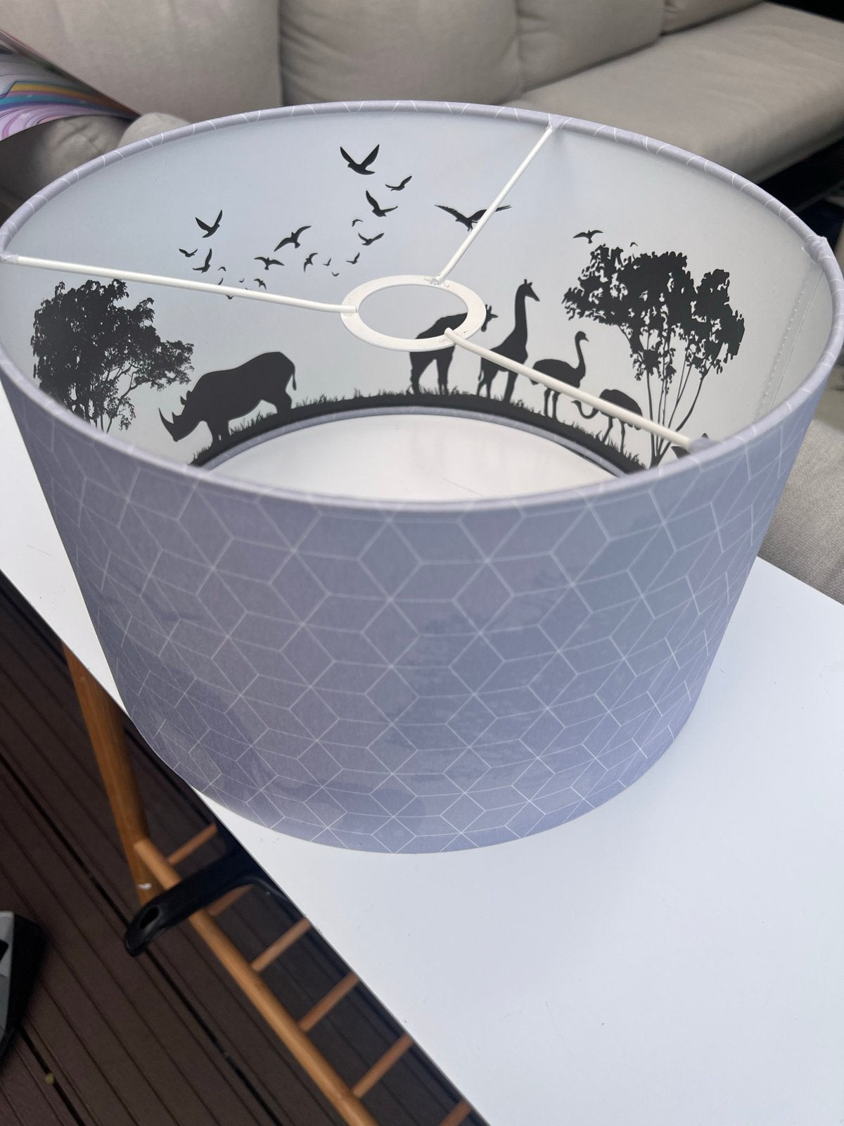 Lampenkap met safari dieren print, Huis en Inrichting, Ophalen, Overige typen, Rond, Zo goed als nieuw