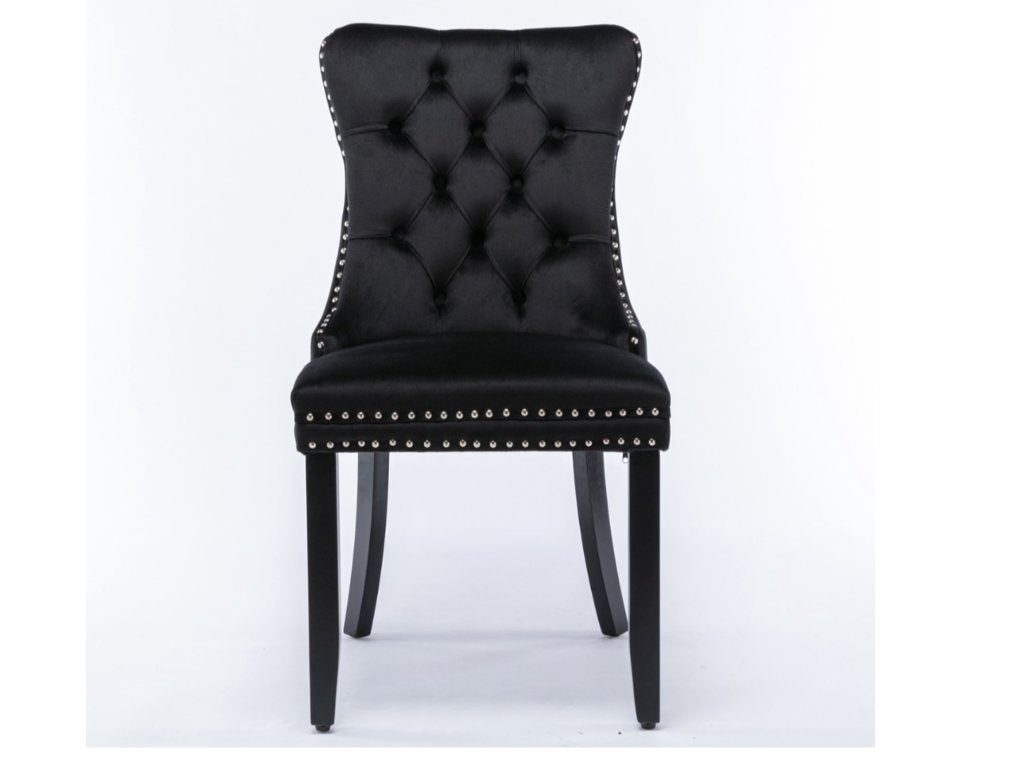 Fluwelen eetkamerstoelen set van 4 nieuw, Hout, Zwart, Nieuw, Vier
