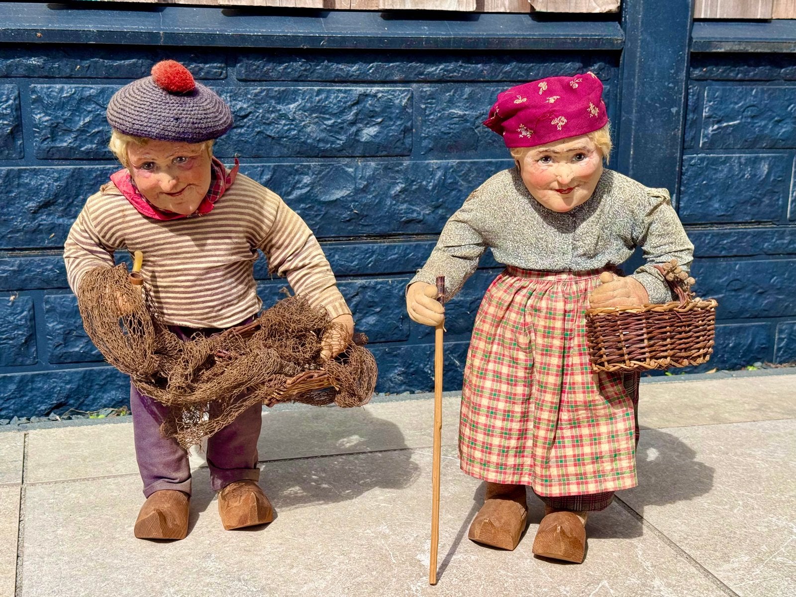 Vintage Hollandse poppen - Visser en Vissersvrouw, Ophalen of Verzenden, Gebruikt, Pop