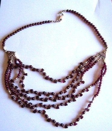 Oud collier granaten en zilver, Sieraden, Tassen en Uiterlijk, Antieke sieraden, Verzenden, Zilver, Ketting, Met edelsteen