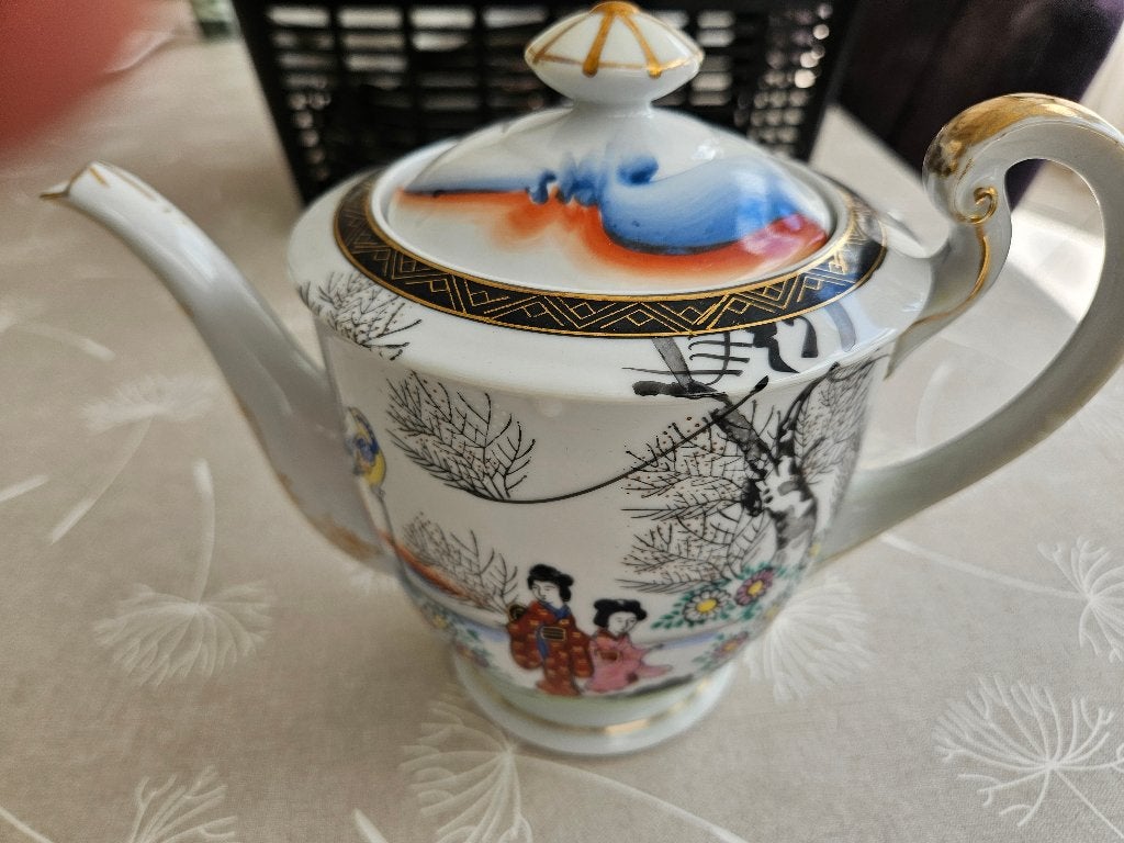 Vintage Fujita Kutani 5-delige set  Handbeschilderd compleet, Ophalen of Verzenden