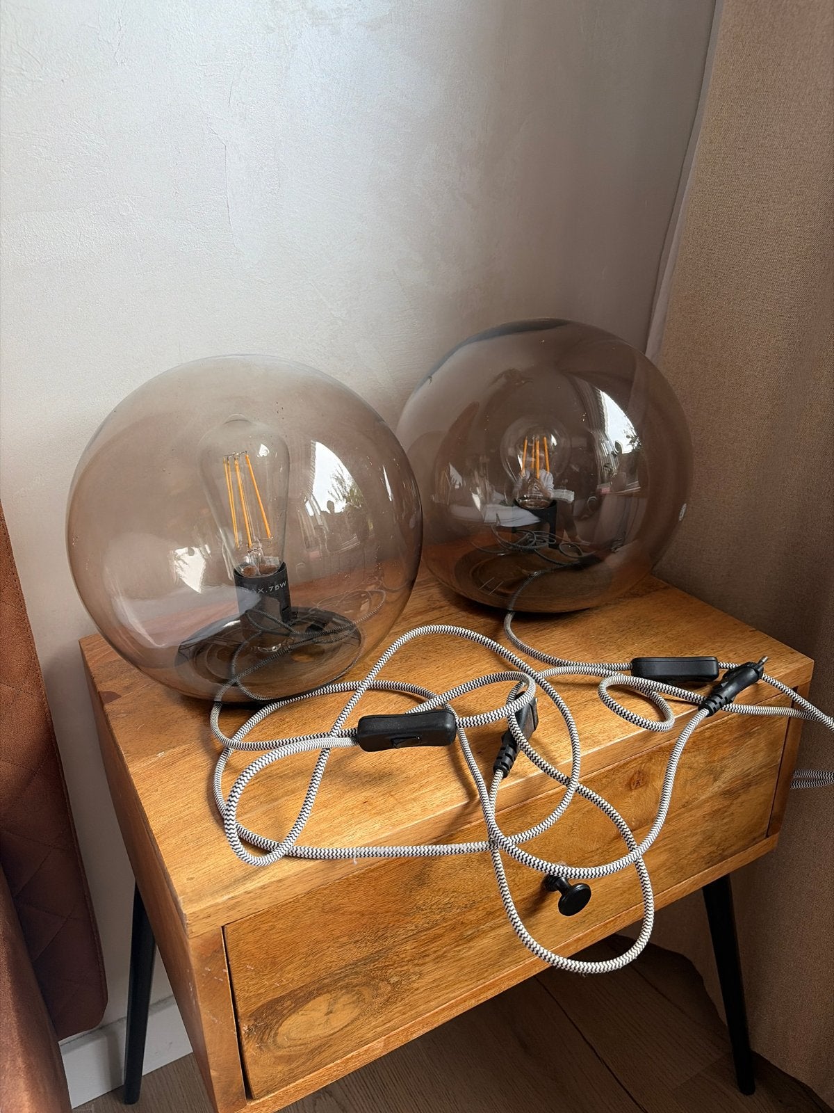 IKEA FADO Tafellampen - Set van 2, Ophalen, Met schakelaar, E27 (groot), Grijs