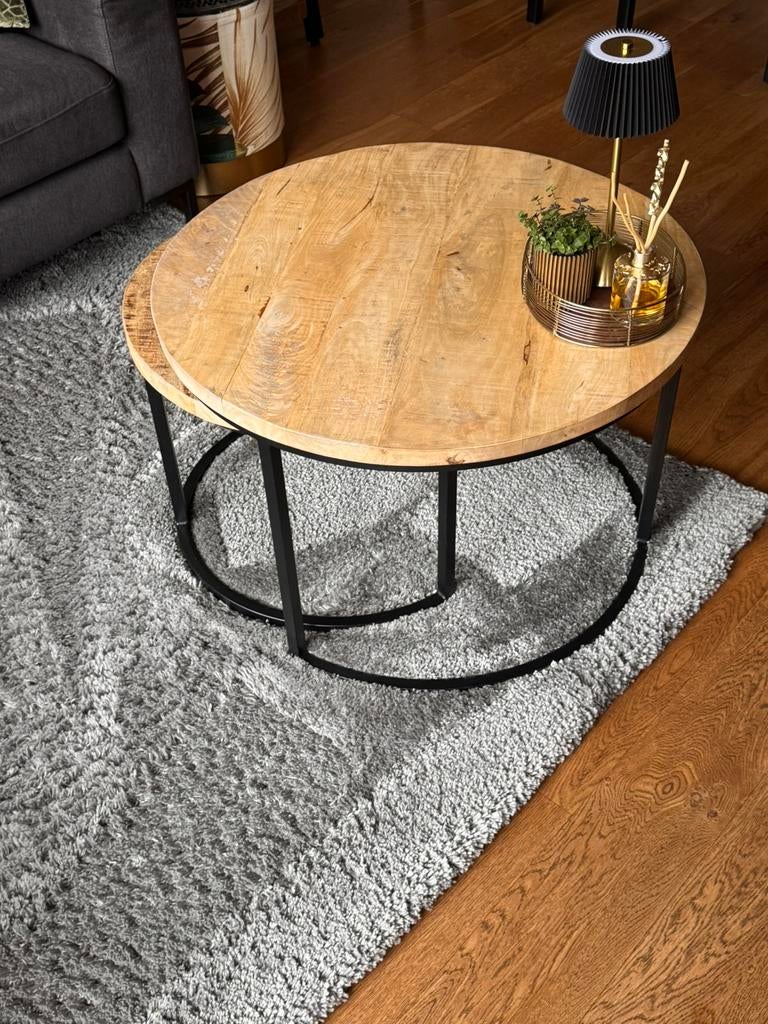 Zitmaxx Salontafelset Naturel Enzo, Ophalen, 50 tot 100 cm, 50 tot 75 cm, Rond