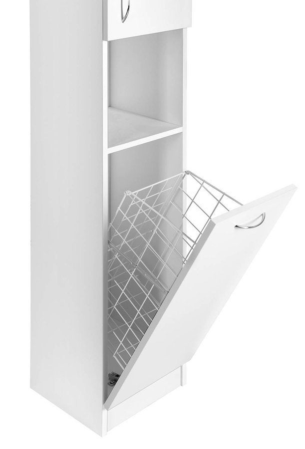 Hoge kolomkast twee deuren 30x30x180cm Eco met Wasmand Wit, Ophalen, Minder dan 50 cm, Met deur(en), Info@dealplein.nl