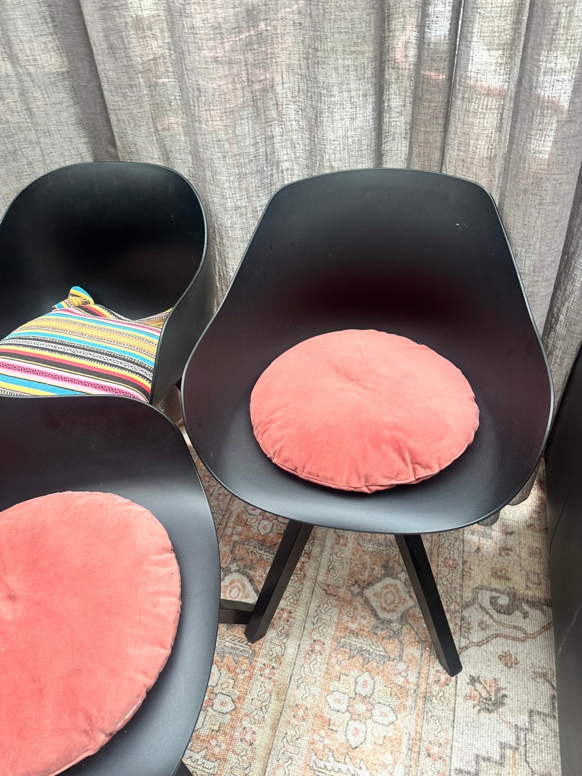 3 zwarte kuipstoelen, Huis en Inrichting, Ophalen, Zo goed als nieuw, Minder dan 75 cm, 50 tot 75 cm