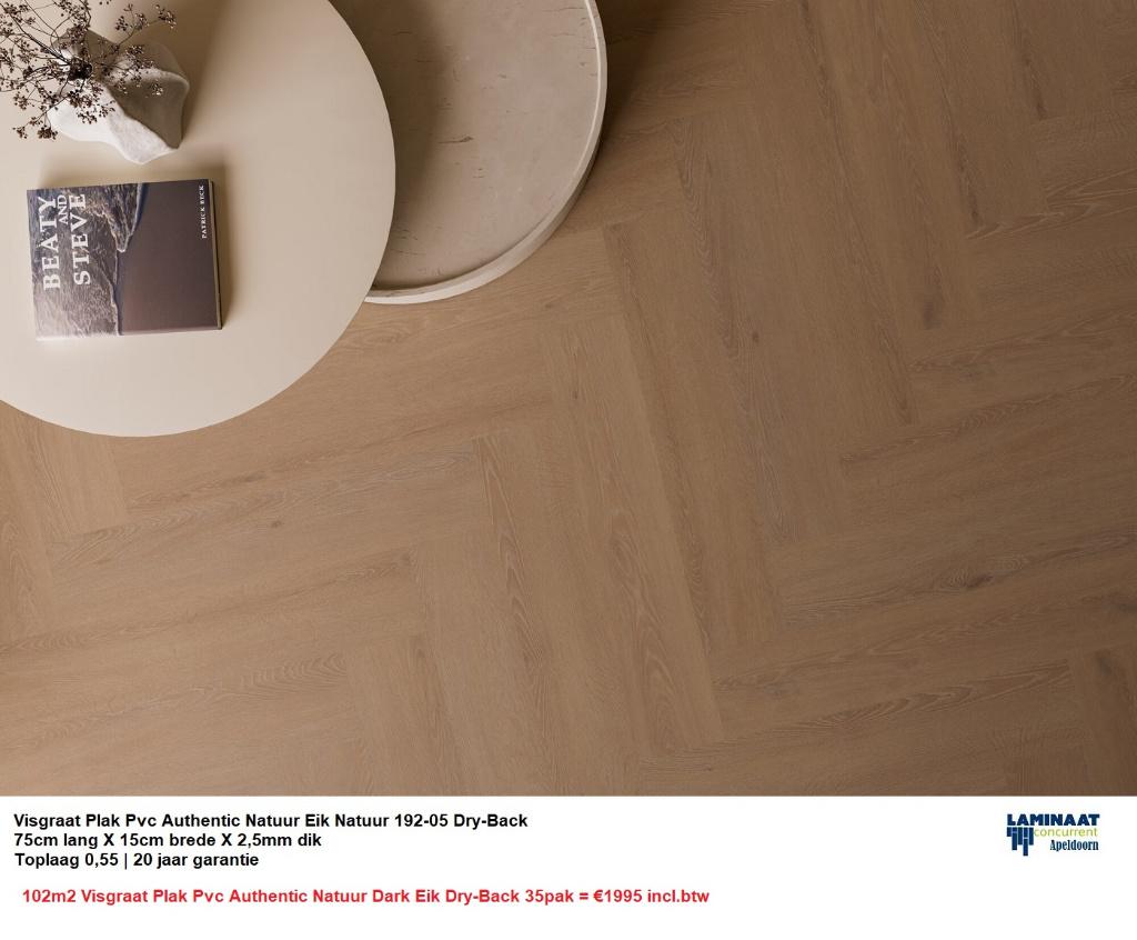 102m2 Visgraat Plak Pvc Natuur Dark  Dry-Back 35pak = €1995