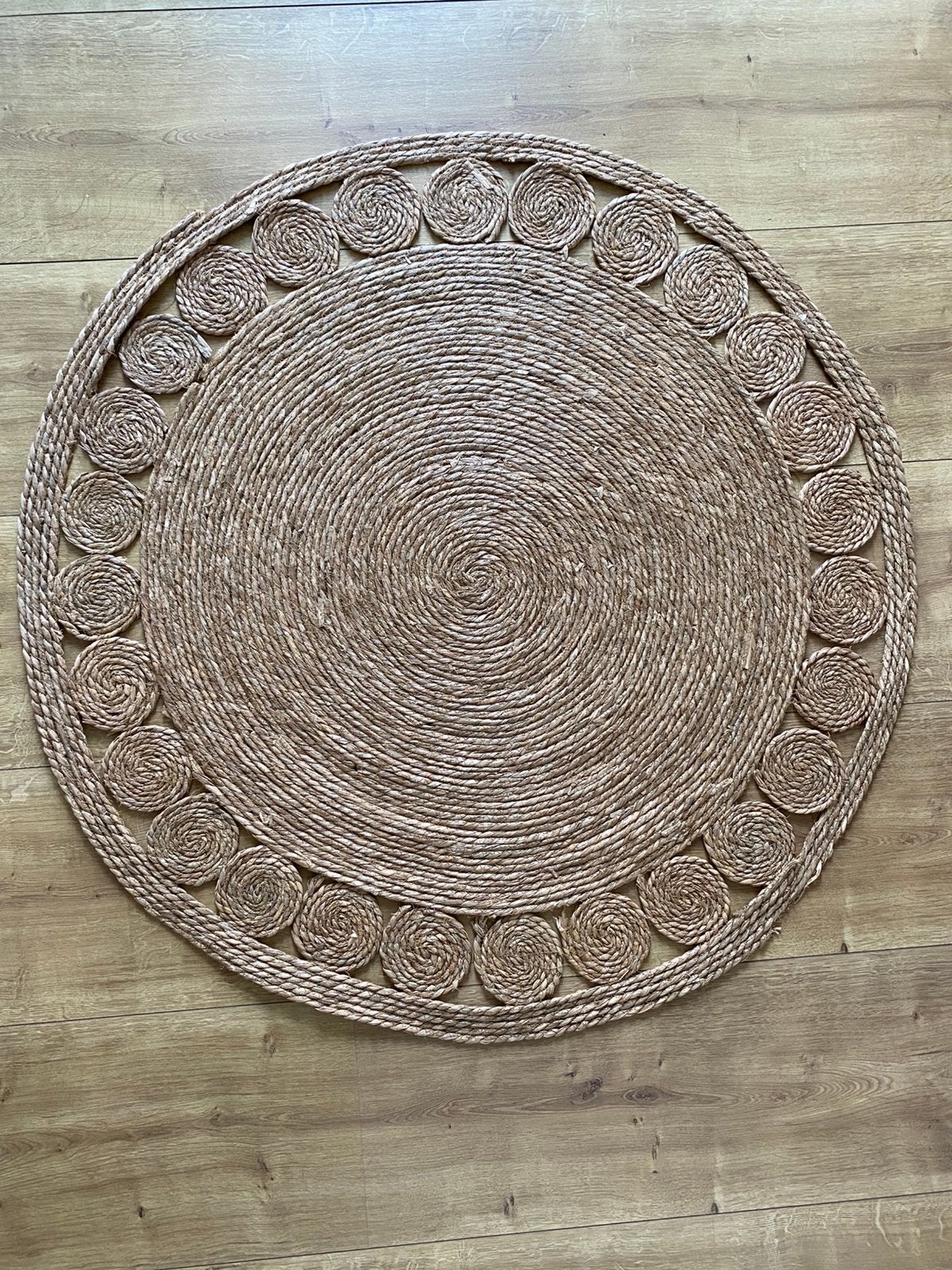 Rieten Vloerkleed van 120cm doorsnee, Ophalen, Gebruikt, 100 tot 150 cm, Rond