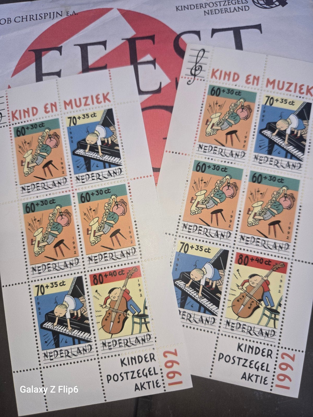 Kinderpostzegels Nederland 1992 - Kind en Muziek, Postzegels en Munten, Postzegels | Nederland, Ophalen of Verzenden, Na 1940