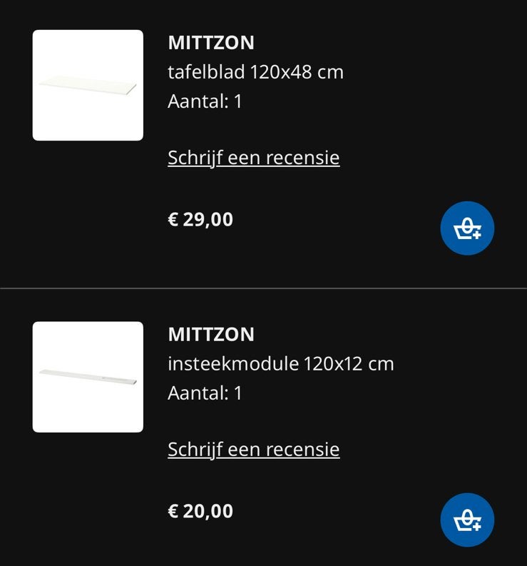 Ikea Mittzon tafelblad met insteekmodule, Ophalen, Nieuw, 60 cm, 120 cm