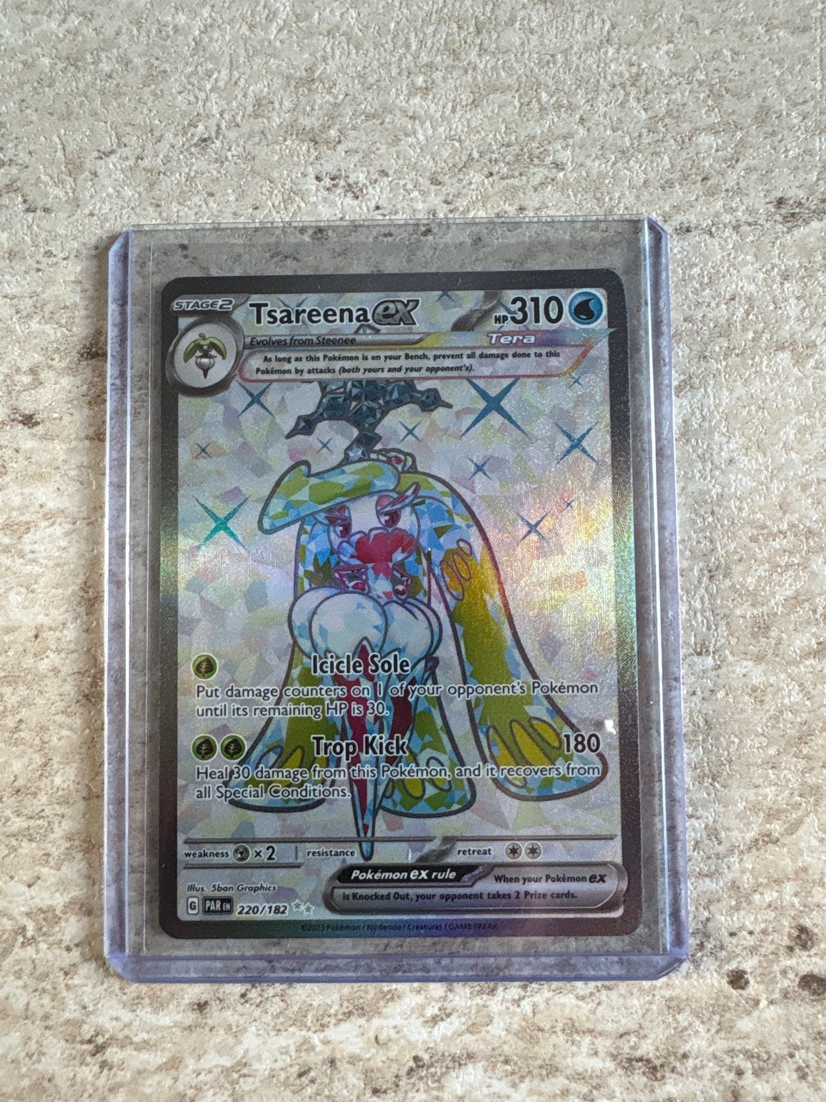 Tsareena ex 220/162 Tera Pokémon kaart, Ophalen of Verzenden, Zo goed als nieuw, Losse kaart, Foil