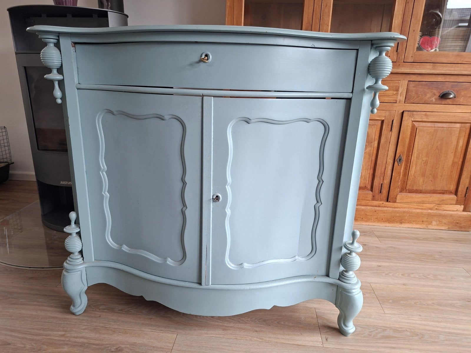 Geverfde Biedermeier kast - 97x105x49 cm, Antiek en Kunst, Antiek | Meubels | Kasten, Ophalen of Verzenden