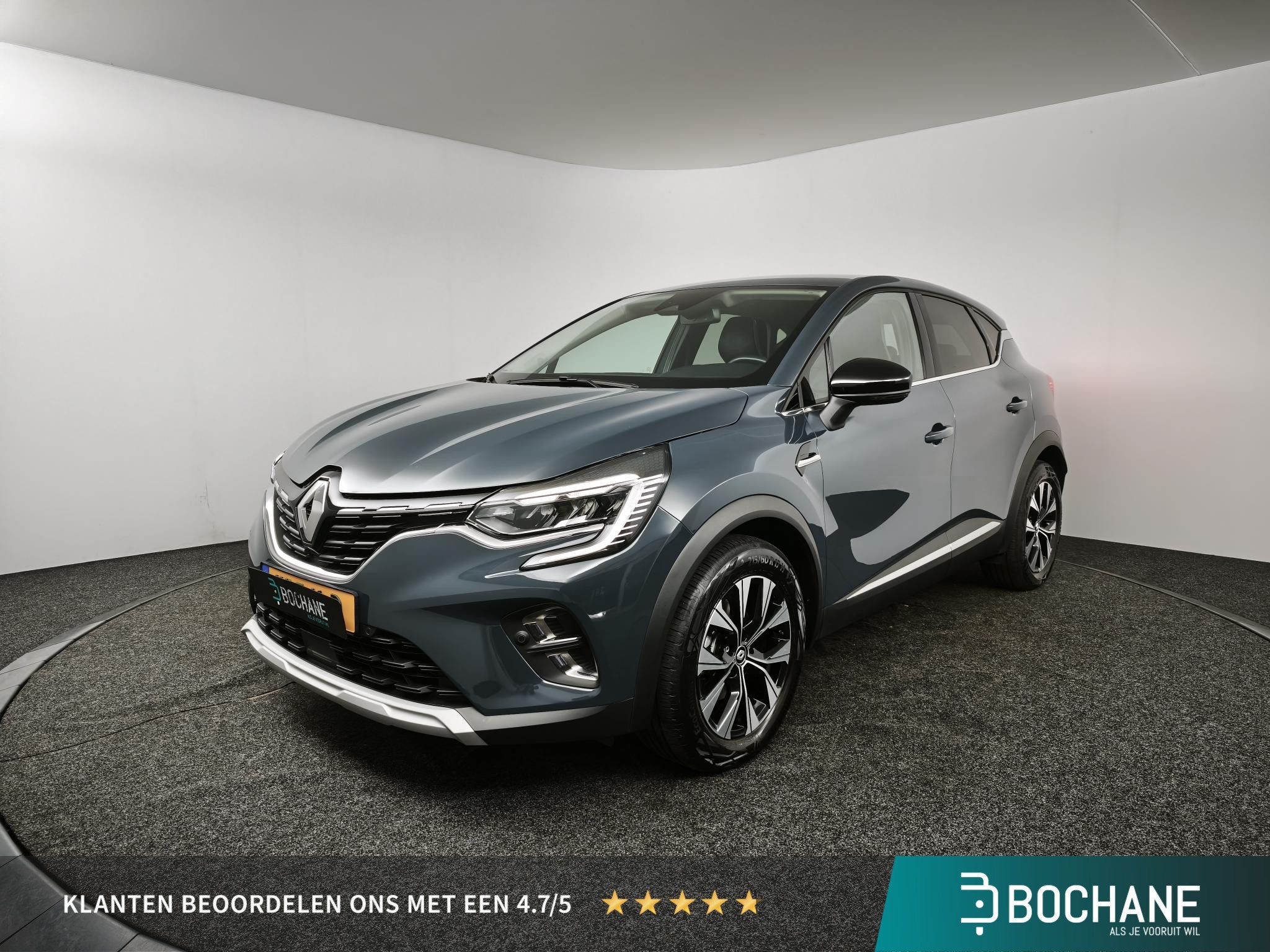 Renault Captur 1.6 E-Tech full hybrid 145 techno | Navigatie, Gebruikt, 715 kg, Blauw, Leder en Stof