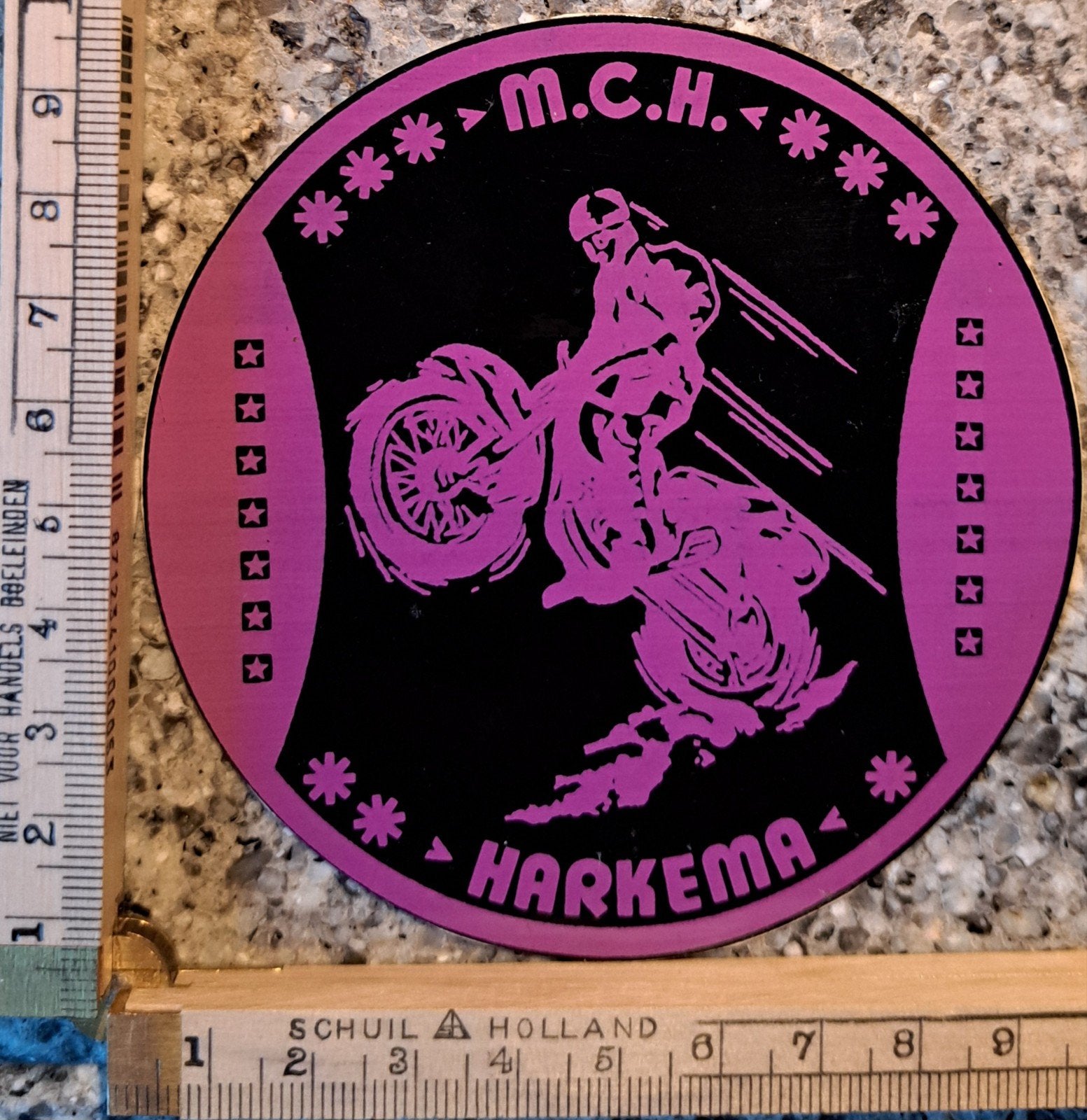 Vintage sticker MCH  Motorcross Club Harkema crossmotor, Ophalen of Verzenden, Zo goed als nieuw, Auto of Motor