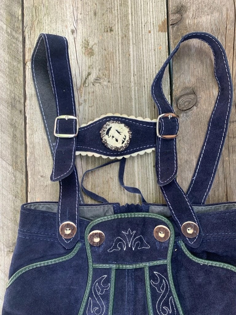 Lederhozen blauw kindermaat 98, Kinderen en Baby's, Djt@dejuistetoon.eu, Ophalen of Verzenden, Zo goed als nieuw, Mon Plaisir 19, Etten-Leur, Netherlands