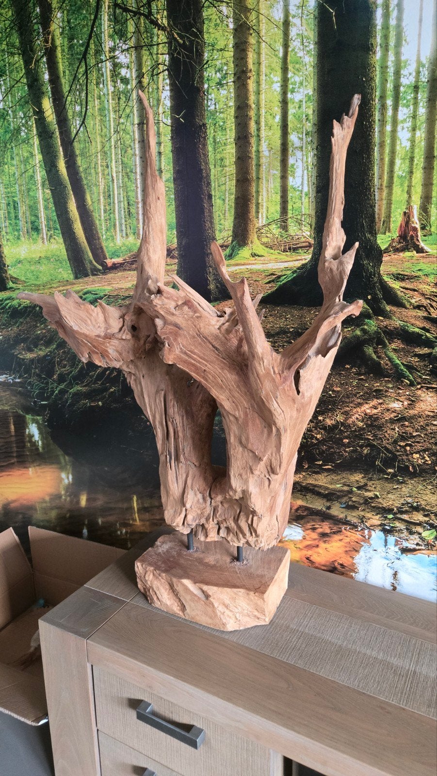 Groot houten kunstwerk uit Bali - 95x33x124 cm, Antiek en Kunst, Handgemaakt, 1 meter - 2 meter, Bruin, Azië