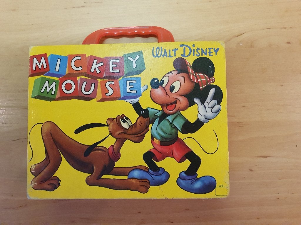 Vintage Disney blokkendoos, Ophalen of Verzenden, Mickey Mouse, Gebruikt, Beeldje of Figuurtje