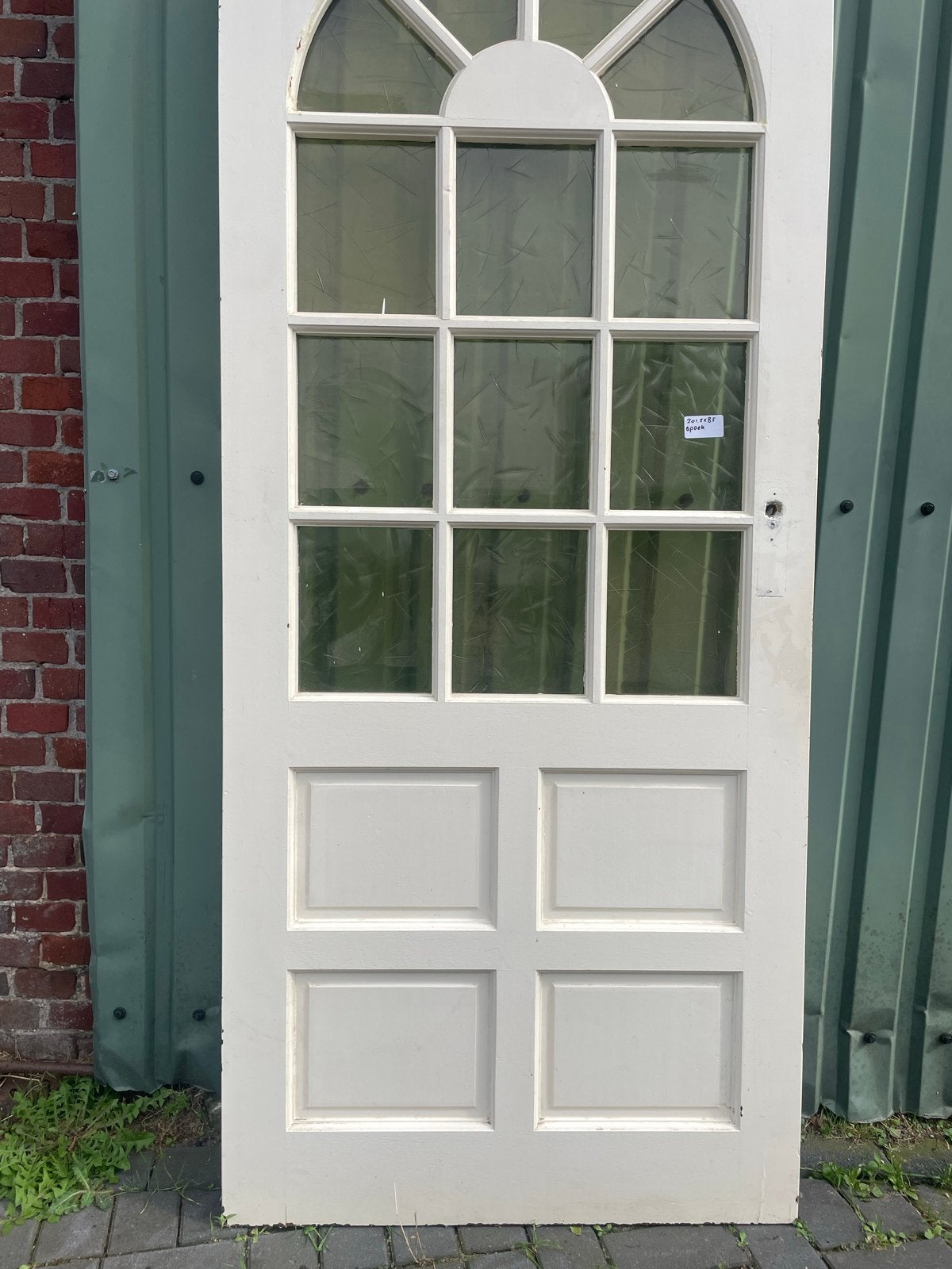 Binnendeur met glas, 201,5x85 cm - barst in ruit, Ophalen, Gebruikt, 80 tot 100 cm, Binnendeur