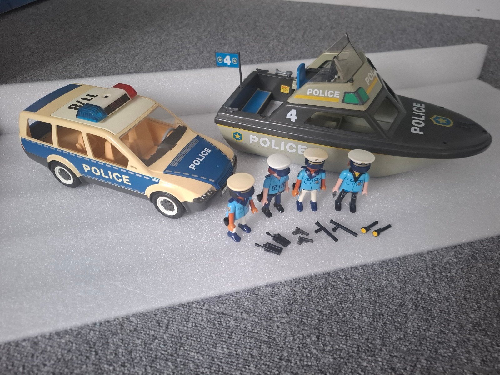 Playmobil Politie Set: Boot, Auto en Figuren, Gebruikt, Complete set, Ophalen of Verzenden, City action