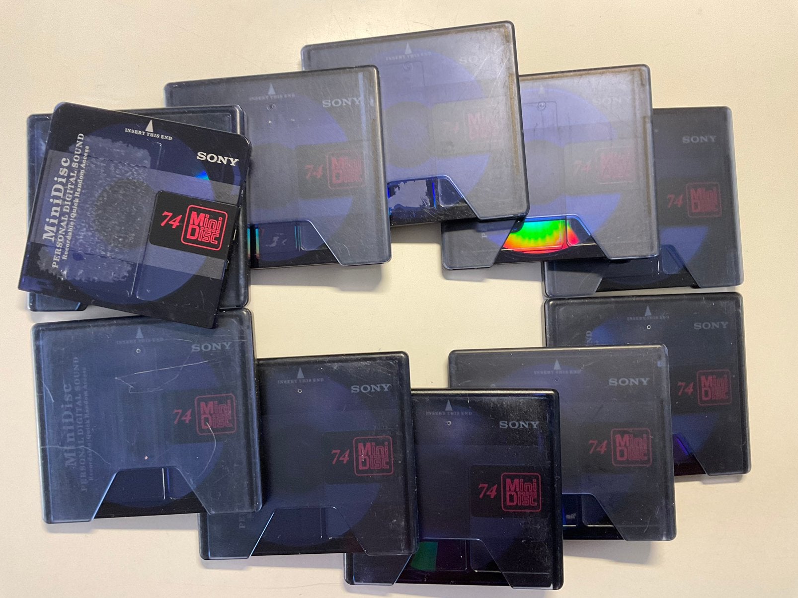 Minidisc’s. SONY PREMIUM 10x met stikkerreste spec. Aanb, 74, Ophalen of Verzenden
