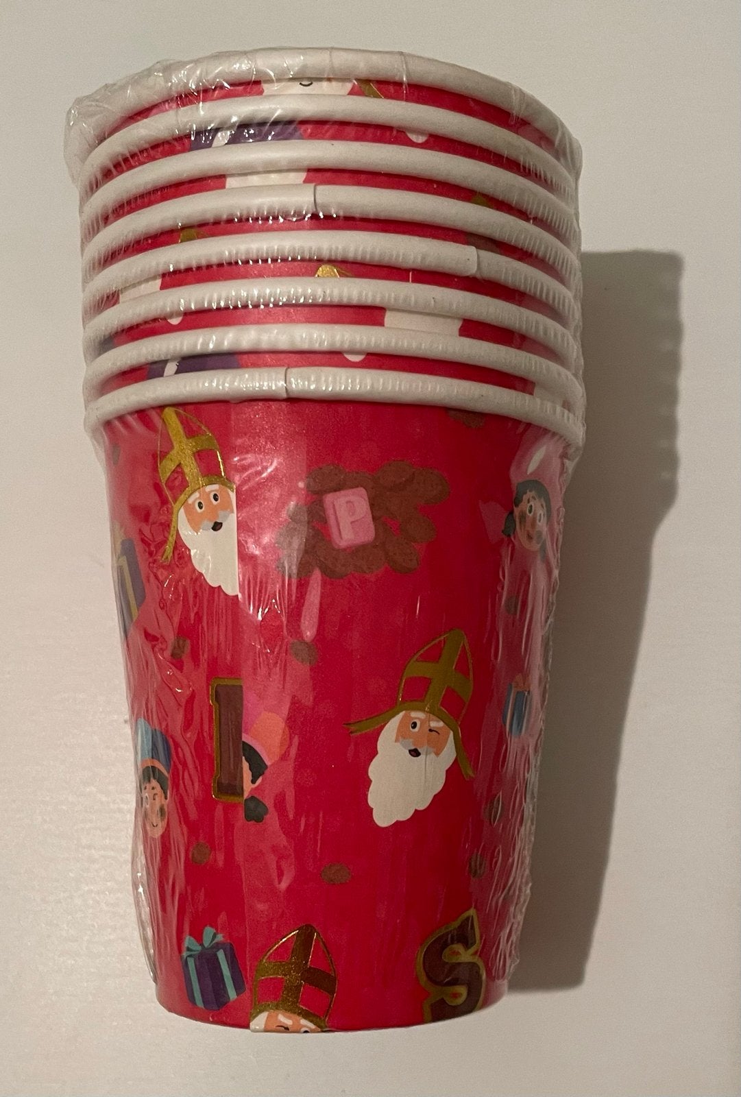 NIEUW 8 vrolijke sinterklaas bekers  250 ml in plastic!, Ophalen of Verzenden