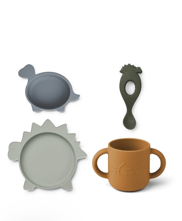 Liewood Kinderservies Set Dino (siliconen) t.w.v. 30 euro, Ophalen of Verzenden, Zo goed als nieuw, Overige typen