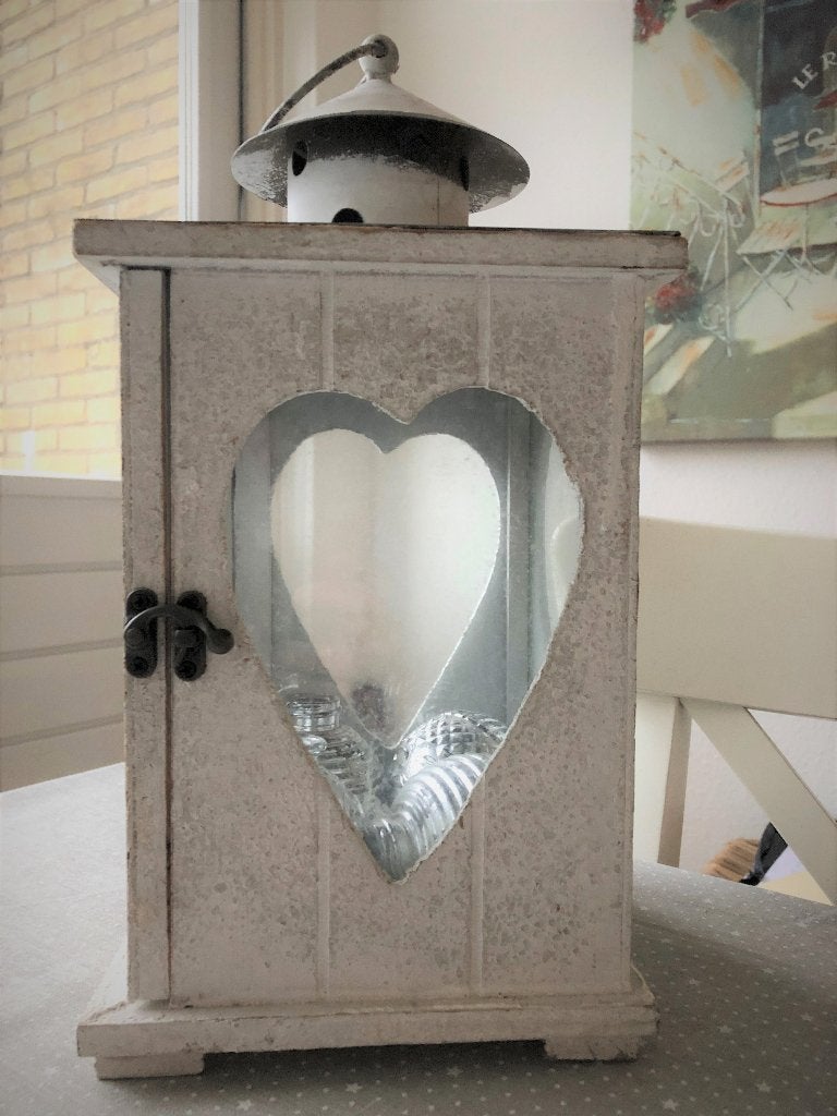 Leuk houten windlicht wit, Ophalen, Gebruikt, Wit, Hout