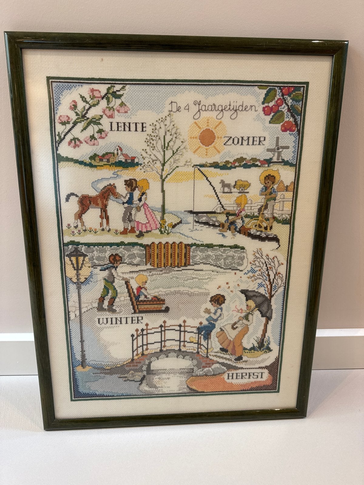 Rien Cramer Jaargetijden Borduur Schilderij, Ophalen, Gebruikt, Handborduren, Overige typen