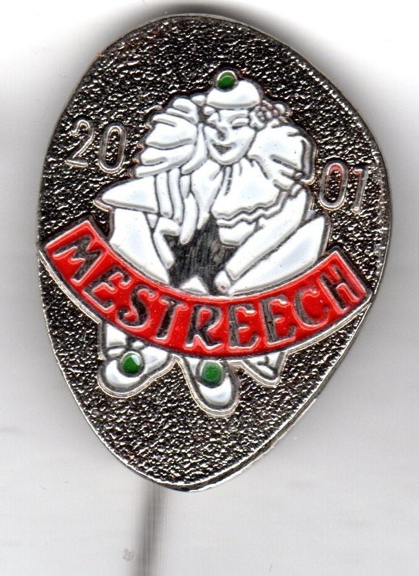 Speldje CARNAVAL MESTREECH 2001 MAASTRICHT ZILVERKLEURIG (A2, Verzamelen, Ophalen of Verzenden, Gebruikt, Overige onderwerpen