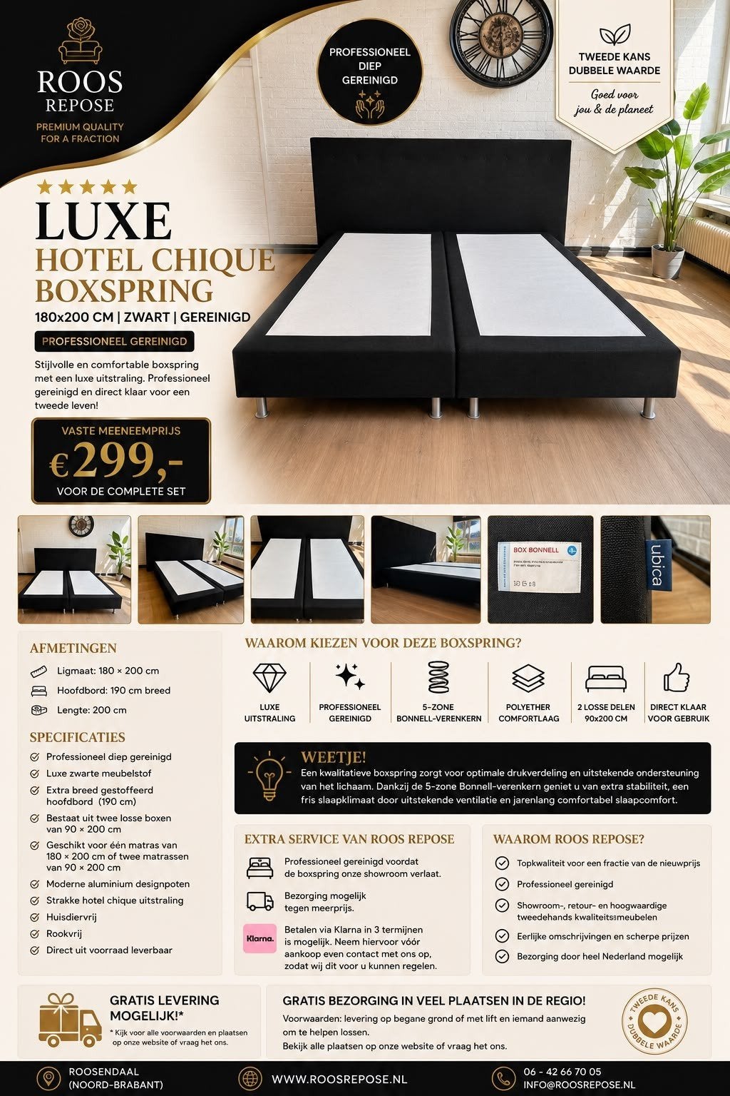 Luxe Hotel Bed | Chique Boxspring | 180x200 cm | Gereinigd