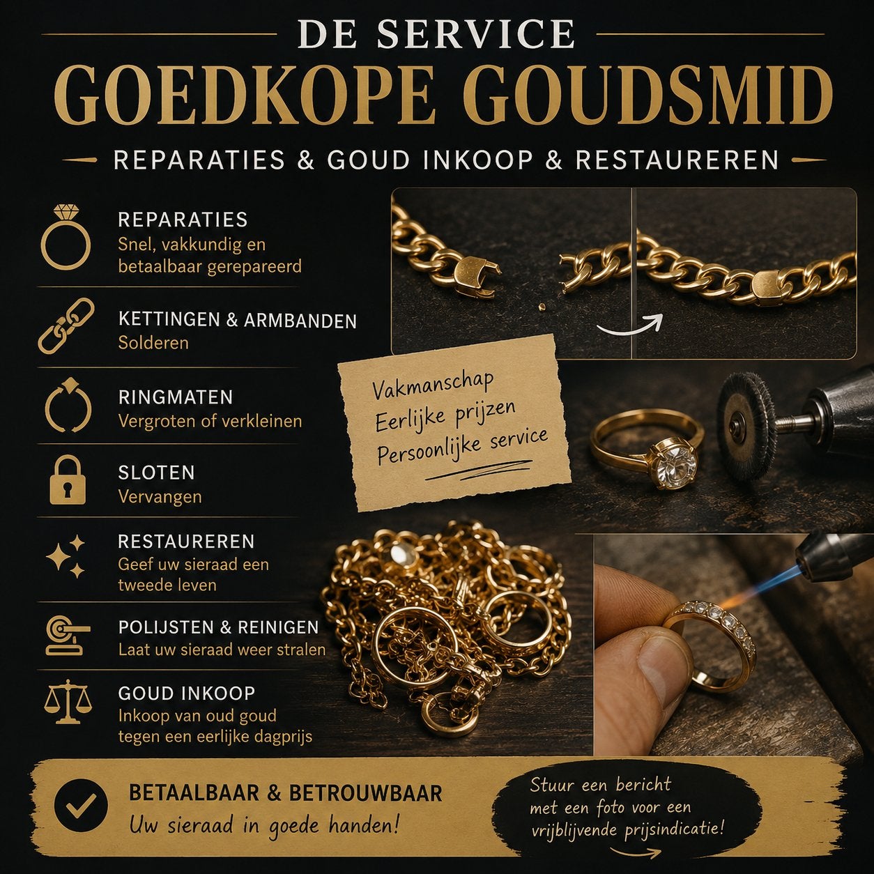 Betaalbare goudsmid – Reparaties, Restauratie & Goud Inkoop, Eén persoon